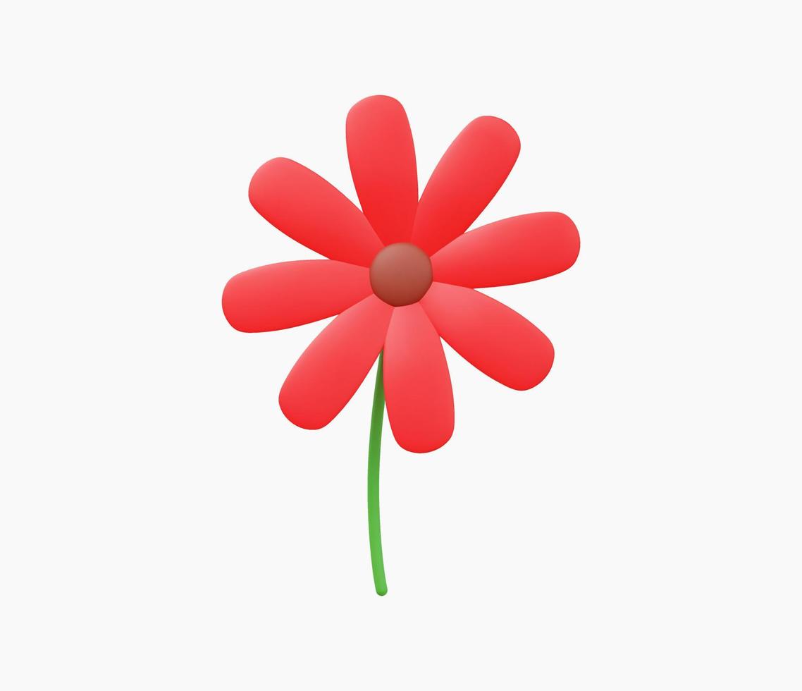 3d realistische Blumensymbol-Vektorillustration. vektor