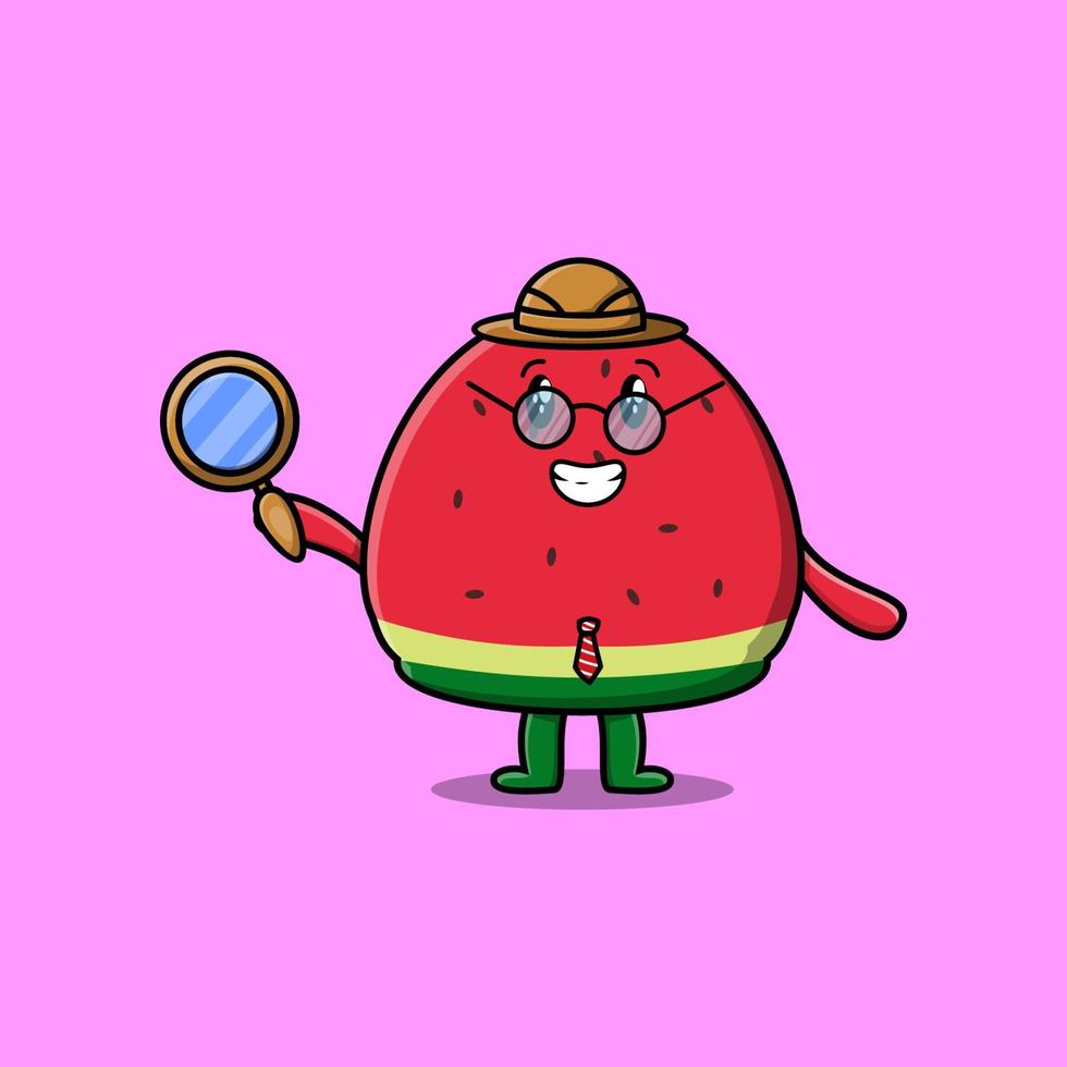 söt tecknad serie karaktär vattenmelon detektiv- vektor