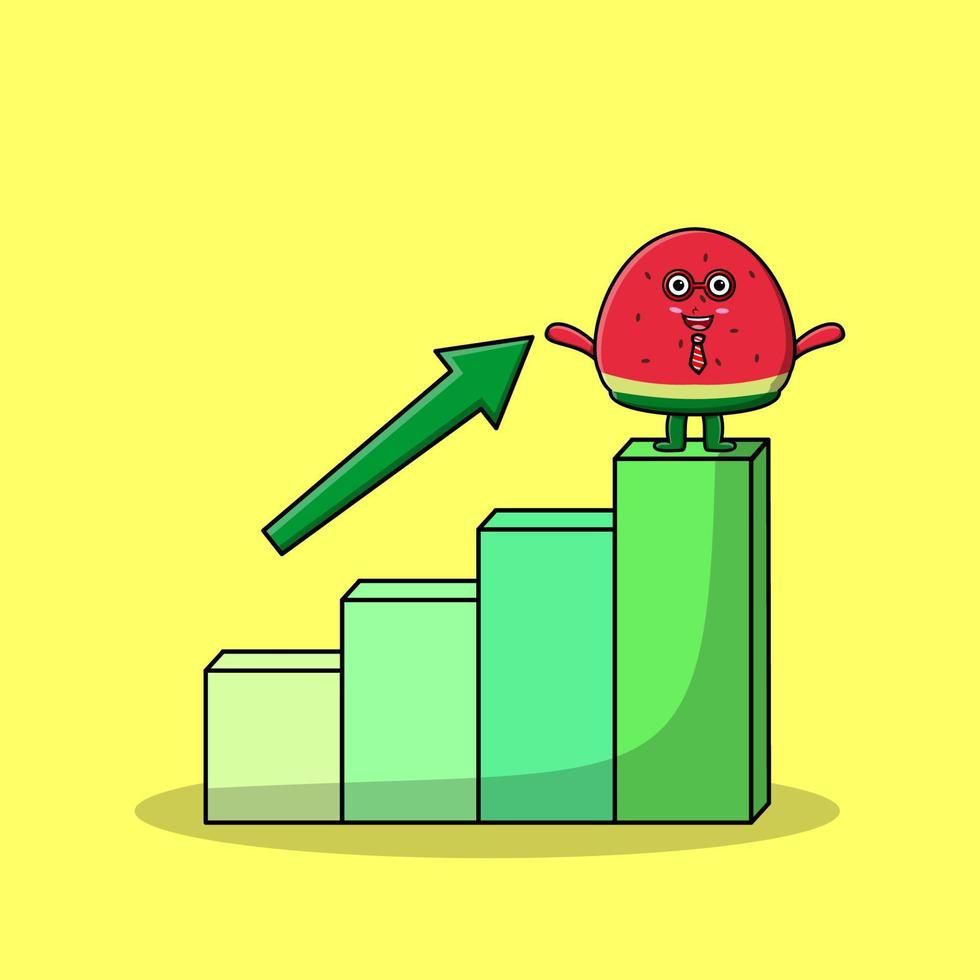 Wassermelone niedlicher Geschäftsmann mit einem Deflationsdiagramm vektor