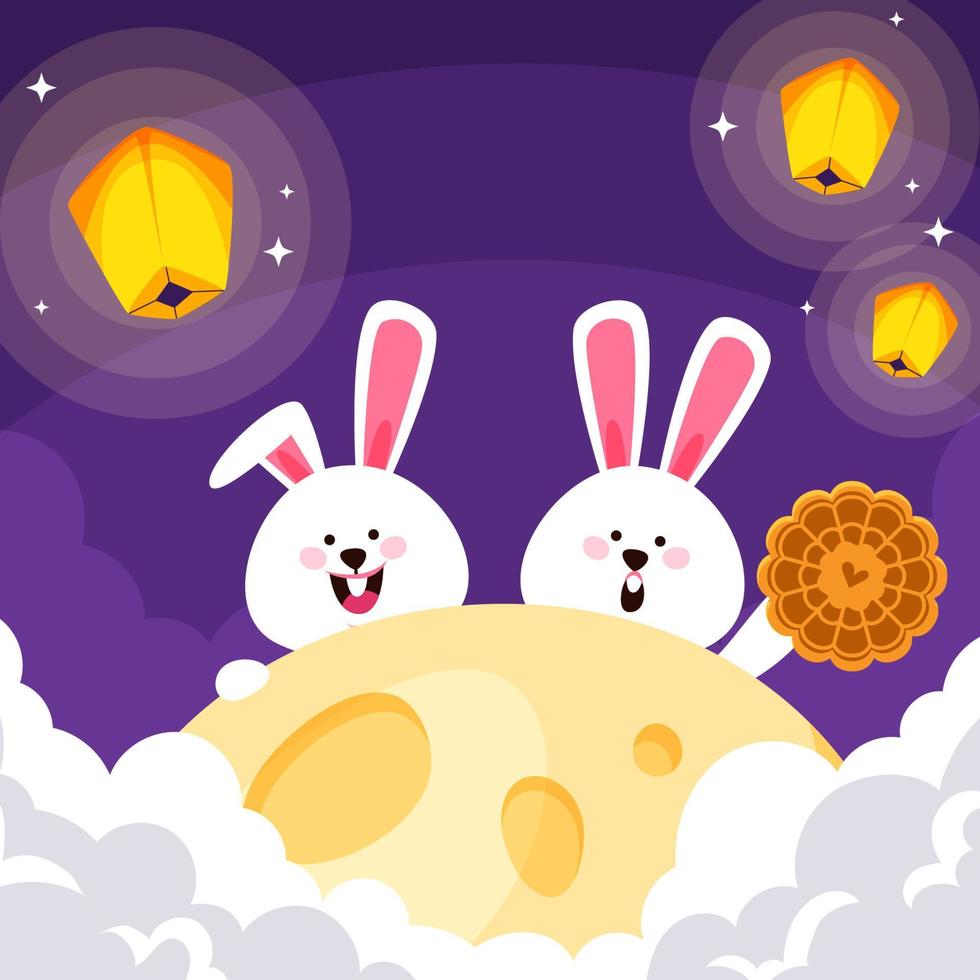 Lycklig kanin på de måne vektor