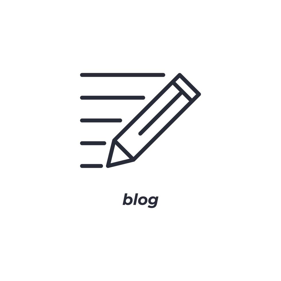 Vektorzeichen des Blogsymbols wird auf einem weißen Hintergrund lokalisiert. Symbolfarbe editierbar. vektor