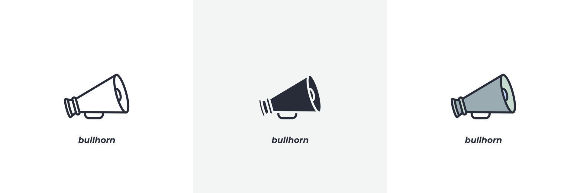 bullhorn ikon. linje, solid och fylld kontur färgglad version, kontur och fylld vektor tecken. idé symbol, logotyp illustration. vektorgrafik