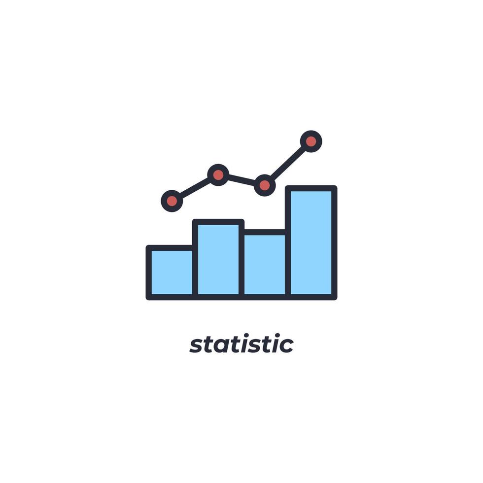 Vektorzeichen des Statistiksymbols wird auf einem weißen Hintergrund lokalisiert. Symbolfarbe editierbar. vektor