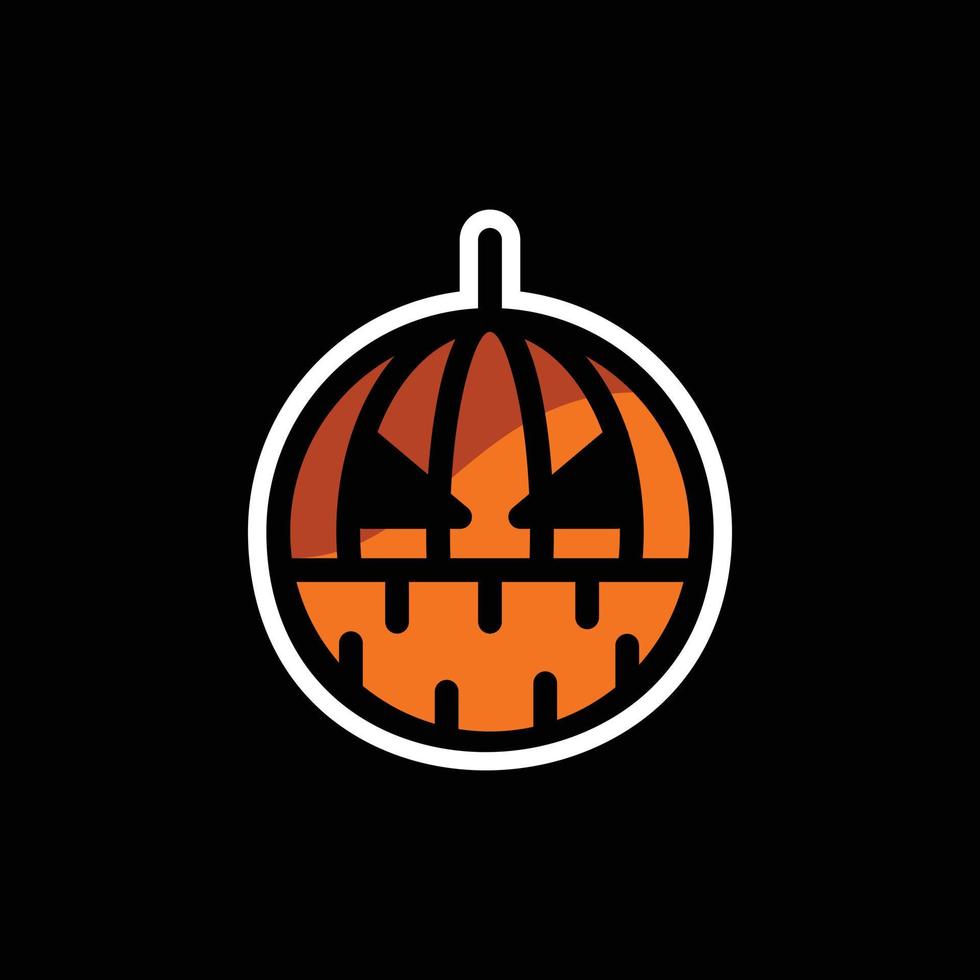 kreatives logo der beängstigenden illustration des kopfkürbisses vektor