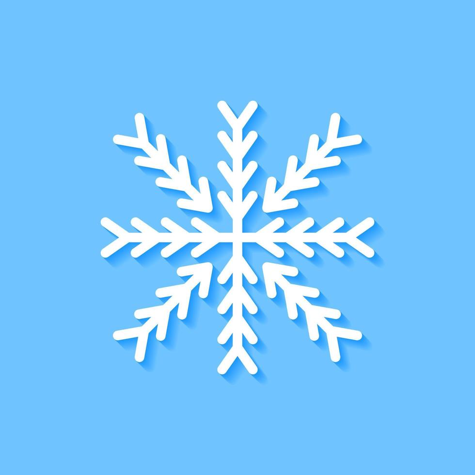 weiße Schneeflocke-Symbol auf blauem Hintergrund, Vektor. vektor