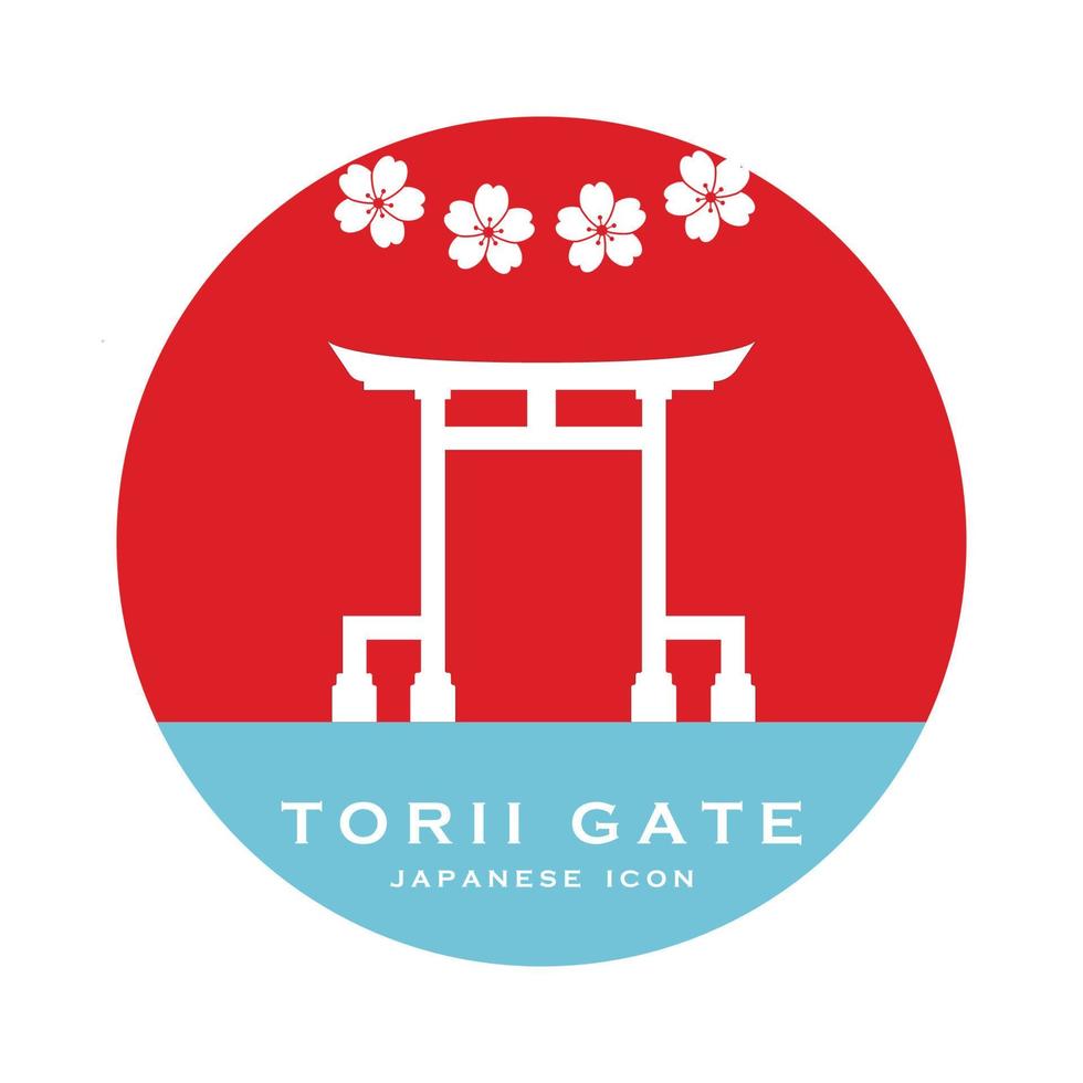 japanischer Torii-Torvektor und Illustration mit Slogan-Vorlage vektor