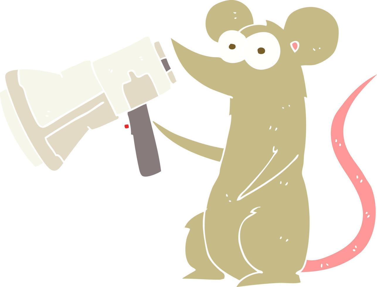 platt Färg illustration av en tecknad serie mus med megafon vektor