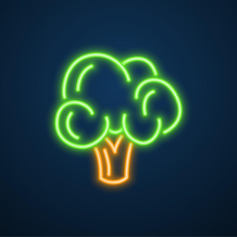 broccoli vegetabiliska ikon neon tecken vektor