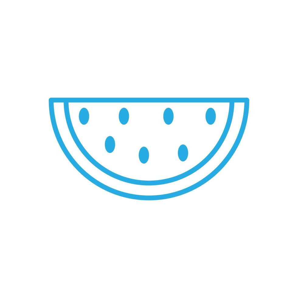 eps10 blauer Vektor Wassermelone geschnittenes reifes Liniensymbol isoliert auf weißem Hintergrund. Wassermelonen-Umrisssymbol in einem einfachen, flachen, trendigen, modernen Stil für Ihr Website-Design, Logo und mobile App