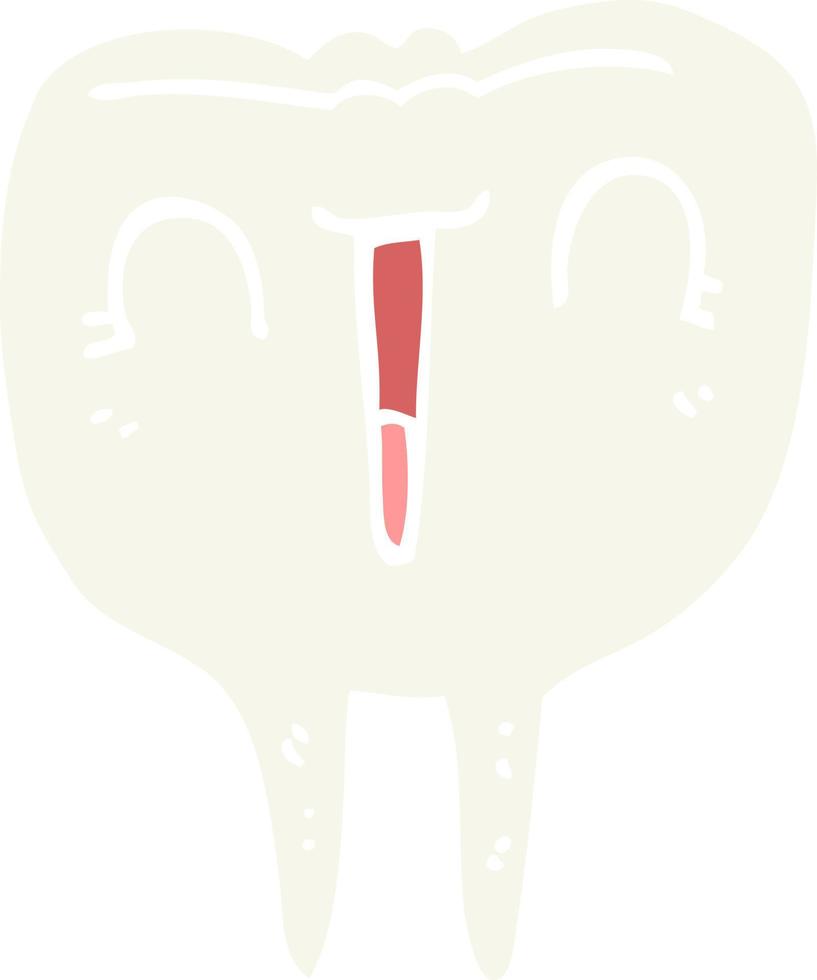 platt Färg stil tecknad serie Lycklig tand vektor