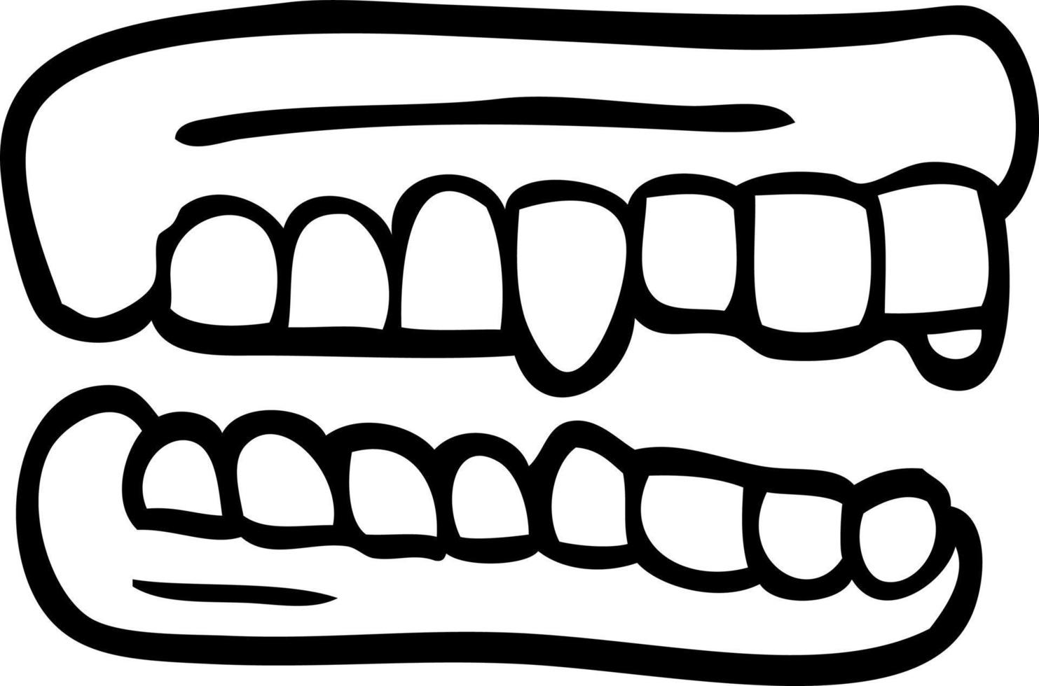 linje teckning tecknad serie falsk tänder vektor