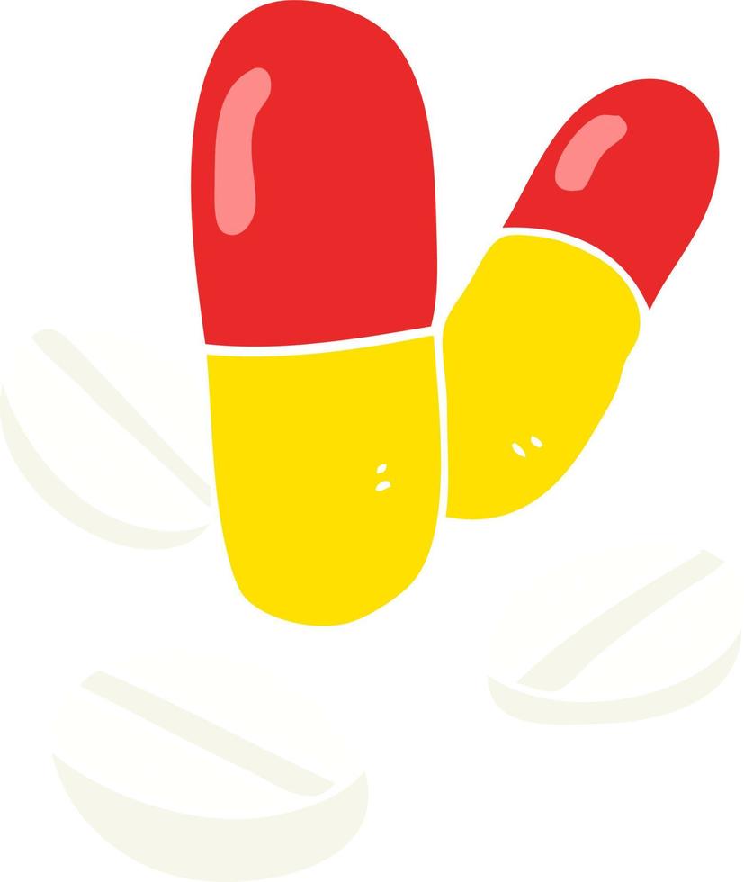 platt Färg illustration av en tecknad serie piller vektor