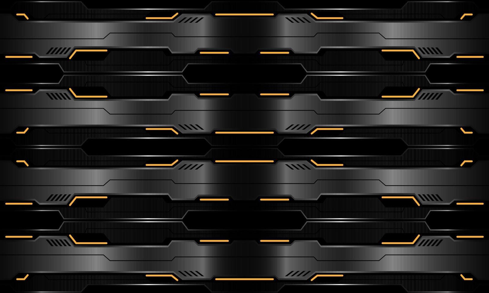 Abstrakte Vektortechnologie futuristischer metallischer Cyber-gelber Lichtleistungsschwarzer geometrischer Entwurf nahtloser Musterhintergrund vektor