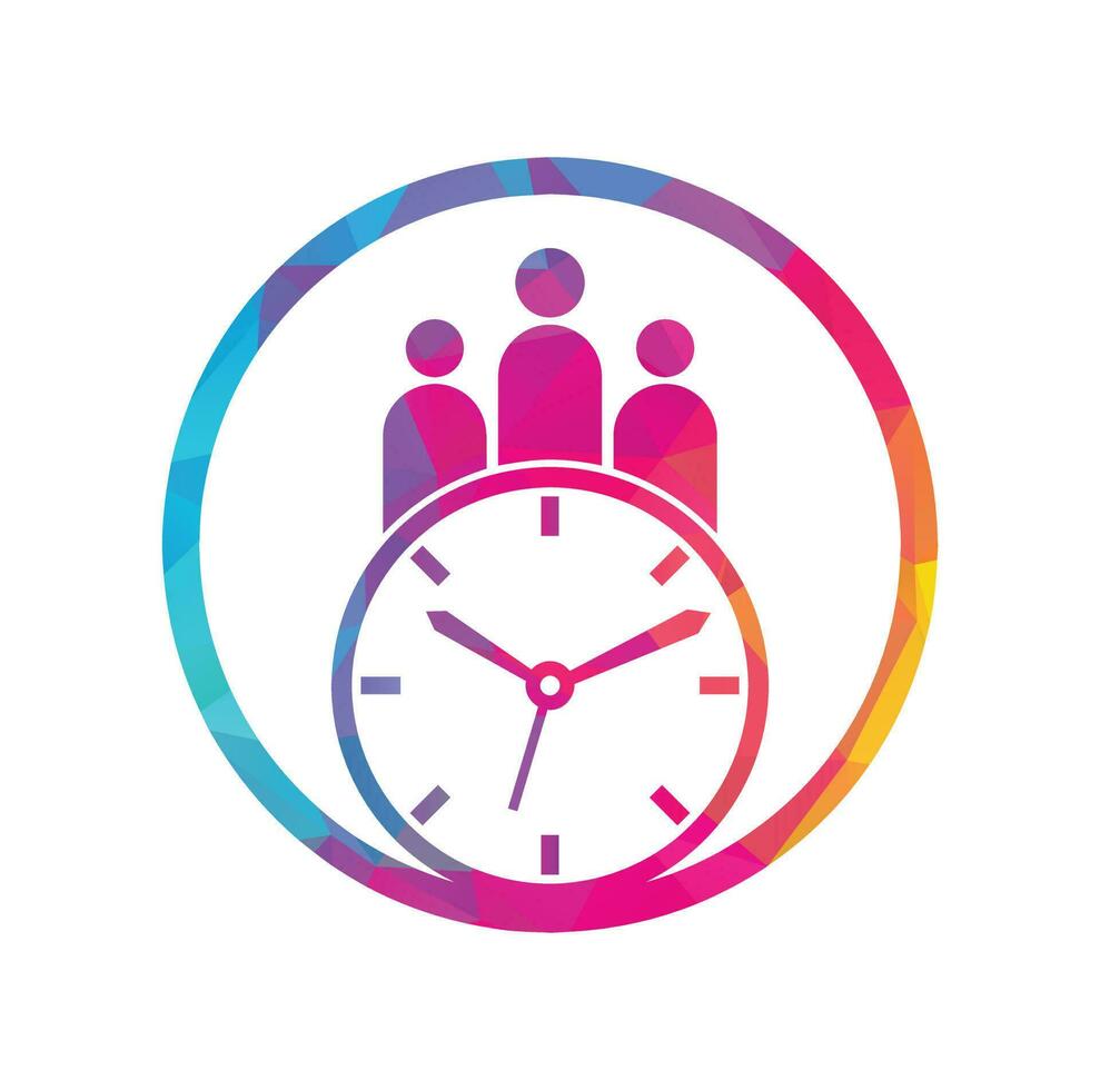 People-Time-Logo. Zeit erfolgreicher Gesundheitslogo-Symbolvektor. Zeitlogo mit Symbolsilhouette für medizinische Personen. vektor