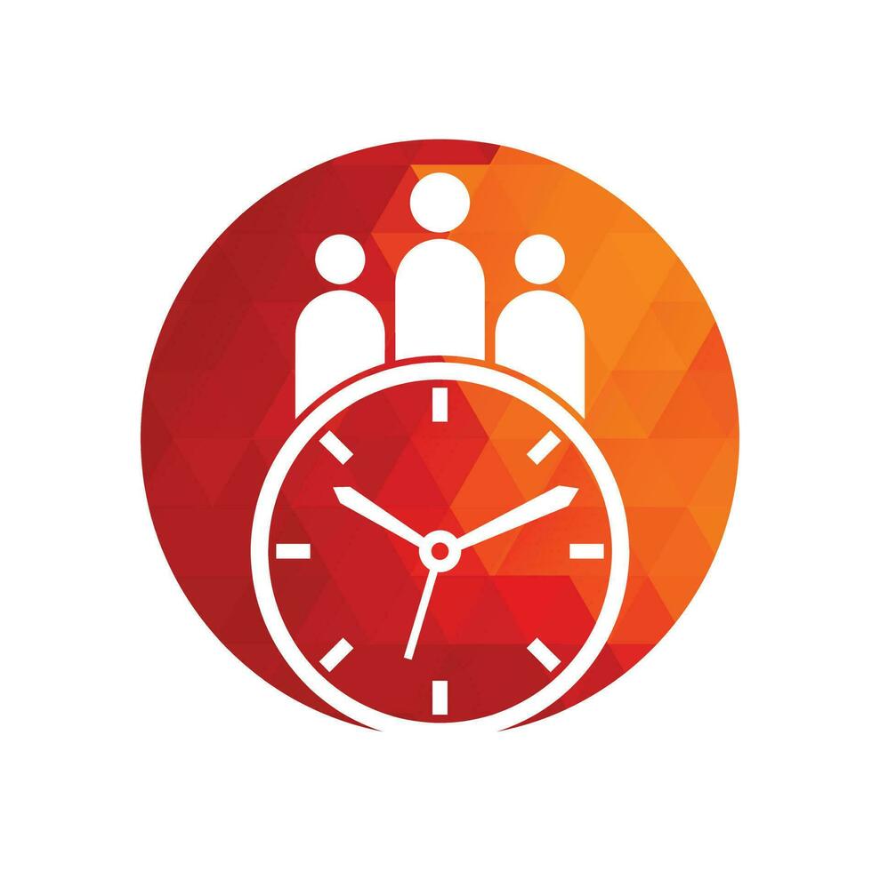 People-Time-Logo. Zeit erfolgreicher Gesundheitslogo-Symbolvektor. Zeitlogo mit Symbolsilhouette für medizinische Personen. vektor