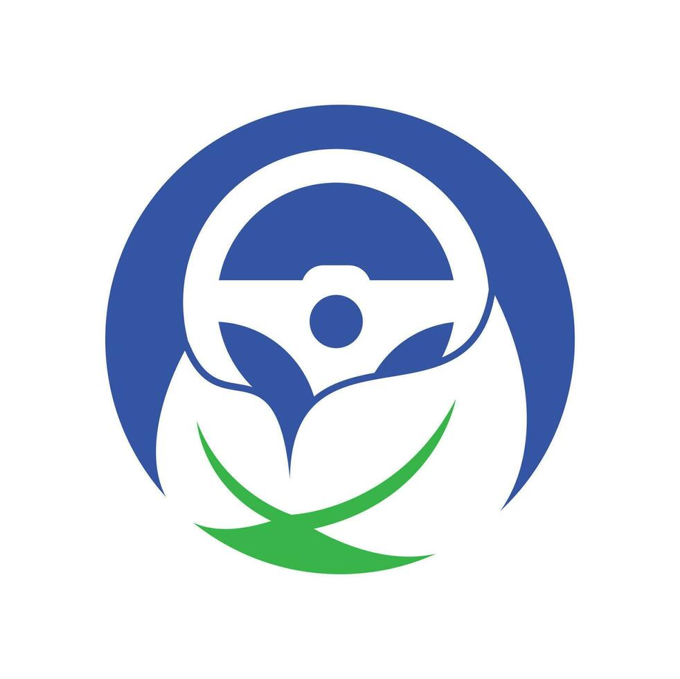 Öko-Lenkrad-Vektor-Logo-Design. Lenkrad und Öko-Symbol oder Symbol. vektor