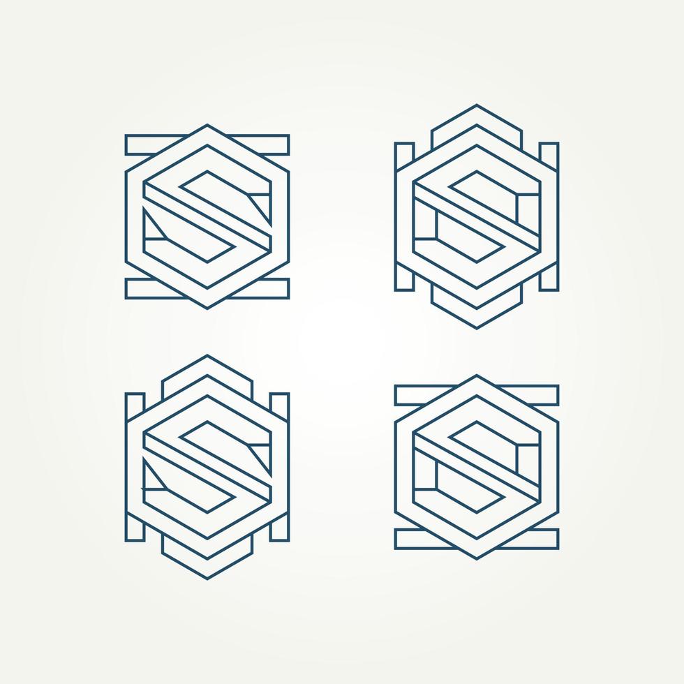 uppsättning av abstrakt minimalistisk geometrisk första brev s linje konst ikon logotyp mall vektor illustration design