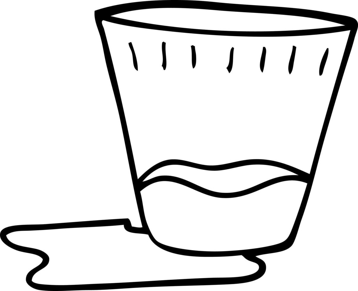 linje teckning tecknad serie av en spillde dryck vektor