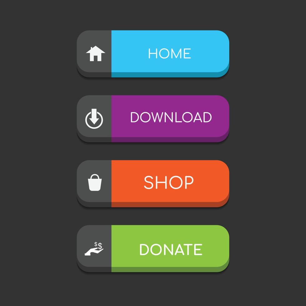 bunte Web-Schaltfläche auf dunklem Hintergrund vektor
