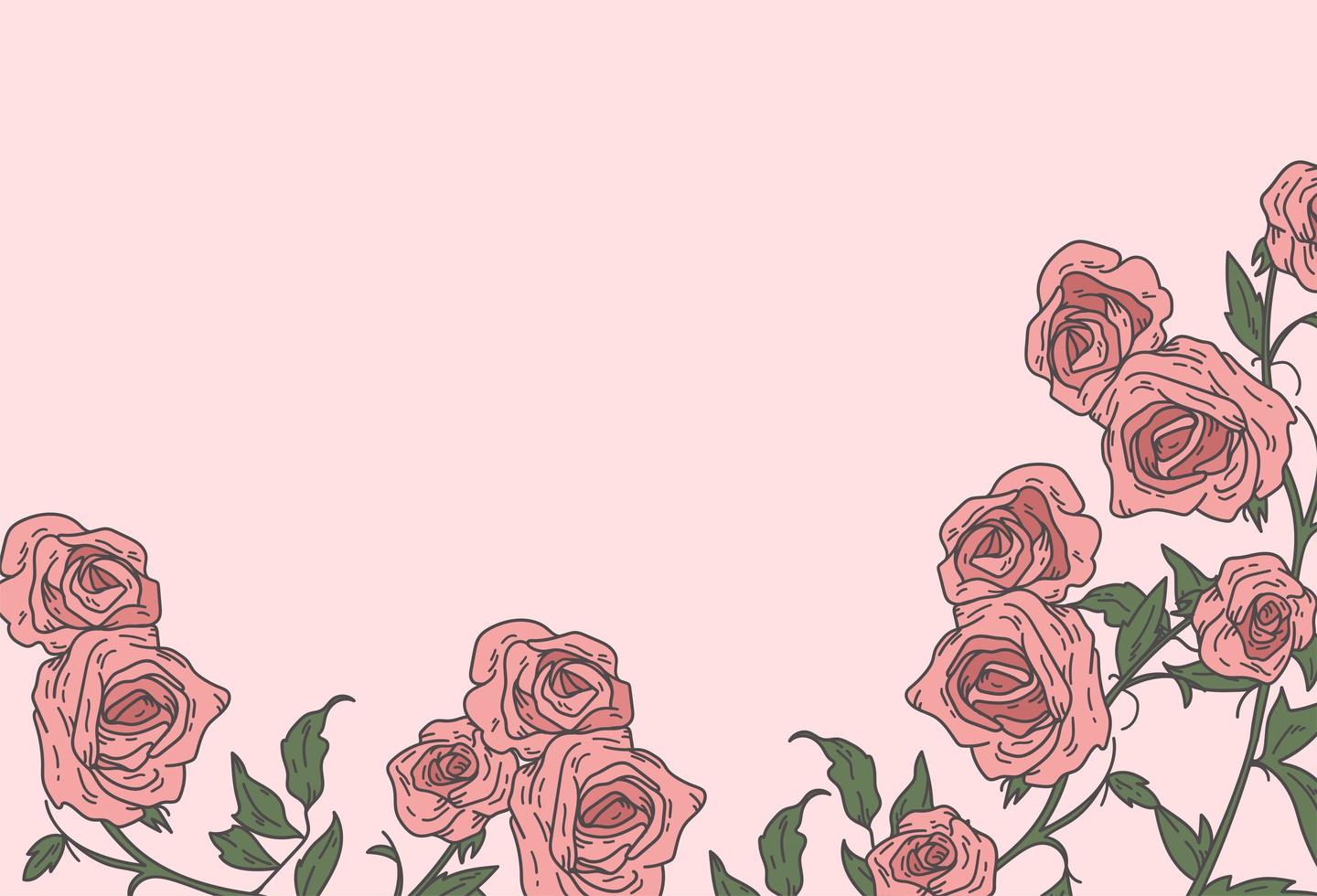 Hand gezeichnete rosa Rosen Hintergrund vektor
