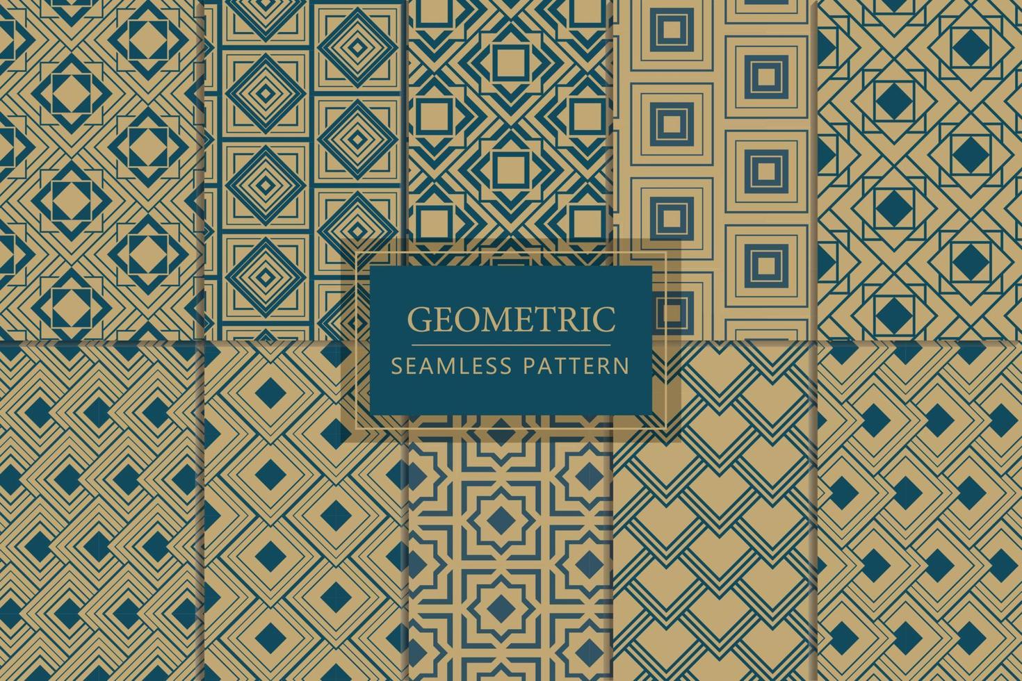 samling av geometrisk fyrkant bricka form sömlös upprepa mönster design på en brun bakgrund vektor