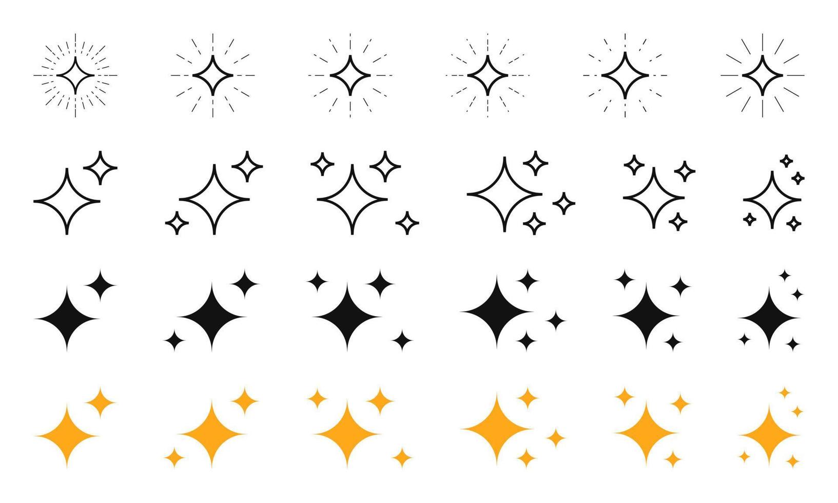 stjärna vektor ikoner uppsättning. glans symbol illustration. stjärna ljus gnistra samling