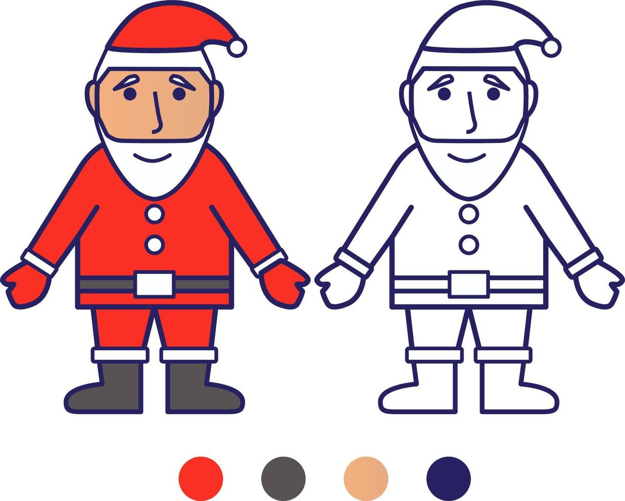 Charakter Weihnachtsmann mit einem niedlichen Gesicht. Malbuch für Kinder. umrissenes doodle.flat vector.isolated auf einem weißen Hintergrund. vektor