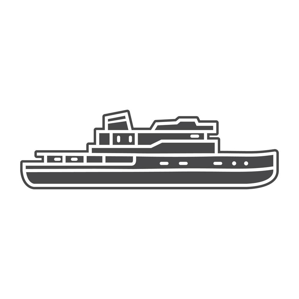 ångbåt Yacht fartyg ikon platt stil vector.nautical marin kärl.svart silhouette.isolated på en vit bakgrund. vektor