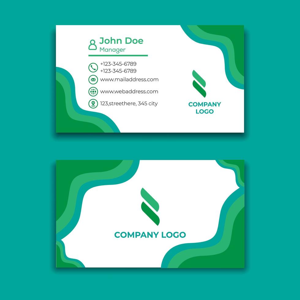 grön vågig visitkort formgivningsmall vektor