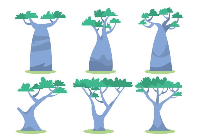 Afrikanska träd vektor uppsättning