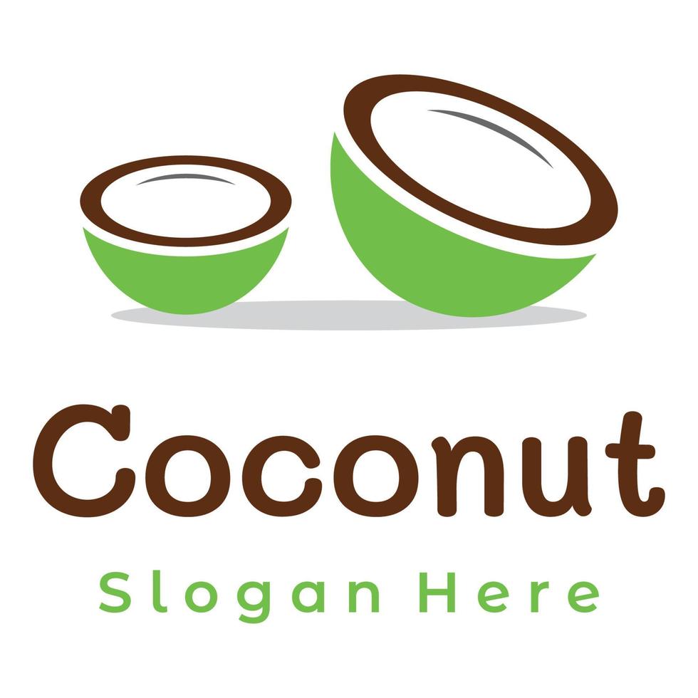 naturlig färsk ung kokos kreativ logotyp design. logotyp för kokos dryck produkter.företag och företag. vektor