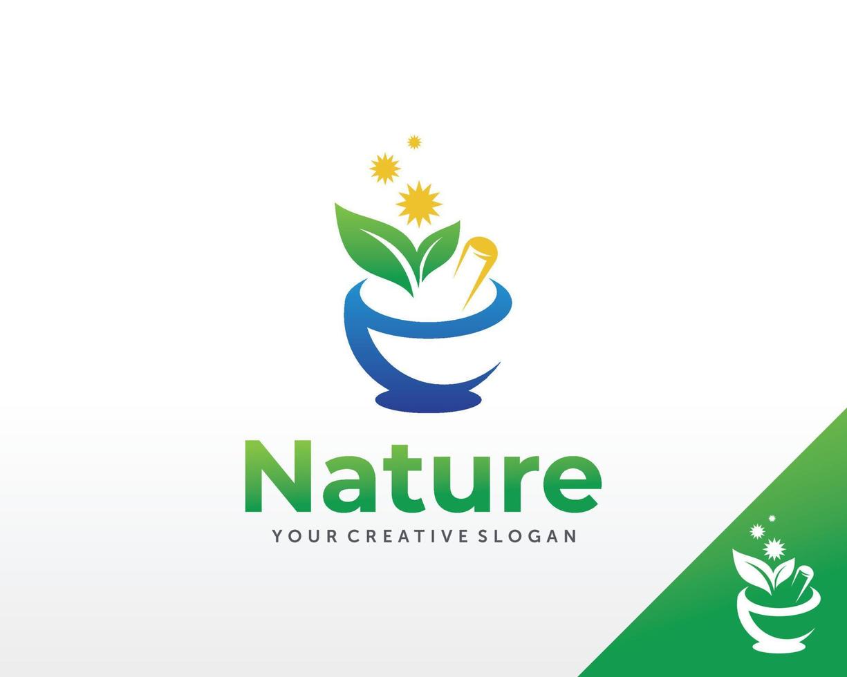 grüne pflege, kräuterpflege, kräutermedizin logo vektor