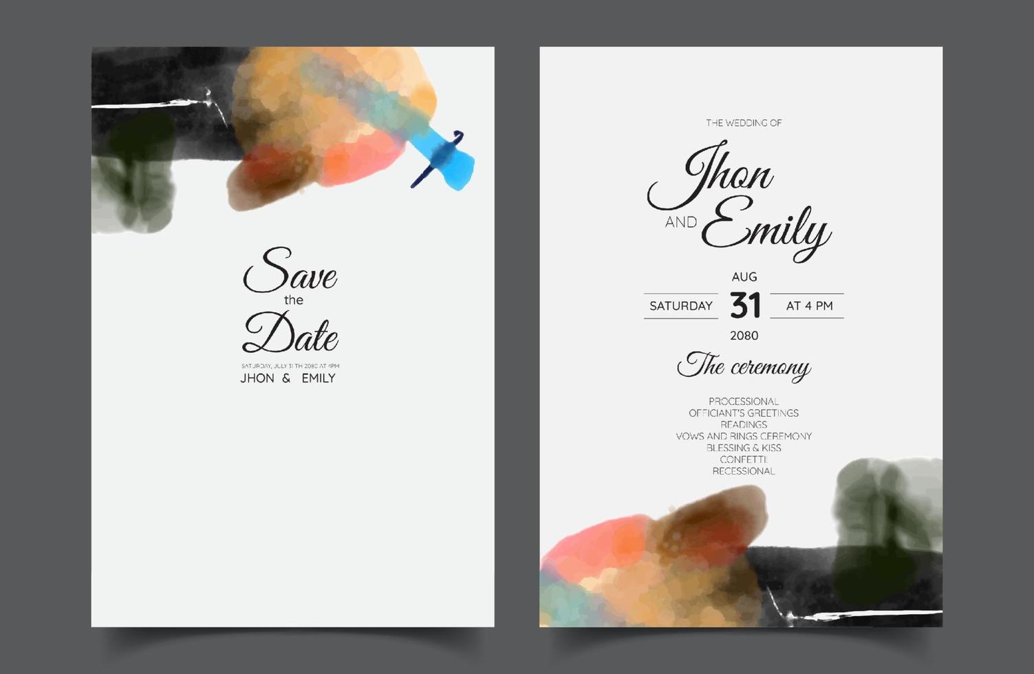 minimalistische handgemalte Zusammenfassung für eine Hochzeitseinladung, eine Postkarte oder ein Broschüren-Cover-Design vektor