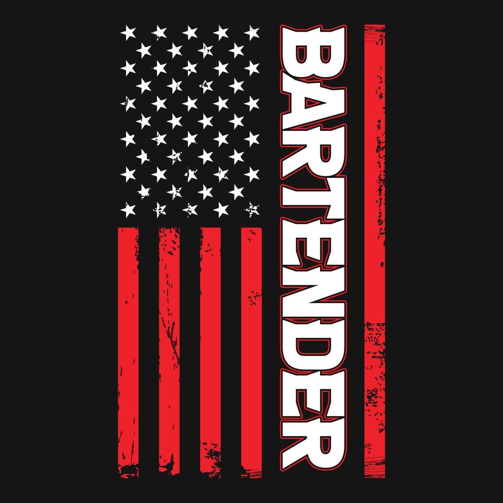 amerikan flagga med de bartender design mall vektor