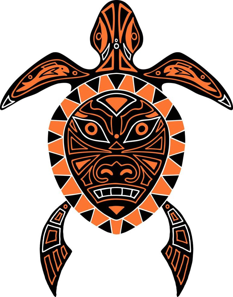 einheimische Totemschildkröte. Stammes-ethnische Tierzeichnung, gezeichnete Totem-Tier-Symbole, indigene Tattoo-Mythologie, rohe primitive Ornament-Zeichen vektor