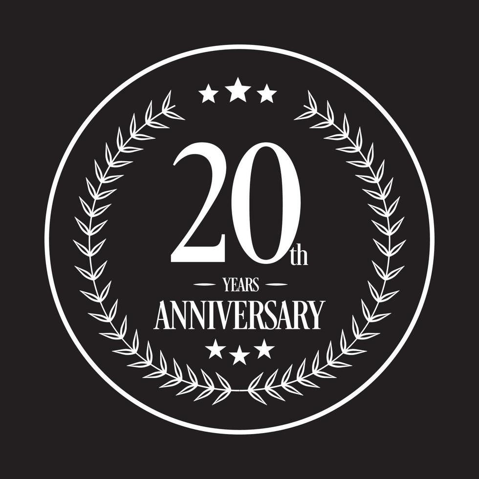 Luxus 20 Jahre Jubiläum Vektorsymbol, Logo. Grafikdesign-Element vektor