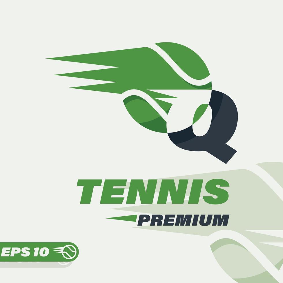 tennis boll alfabet q logotyp vektor