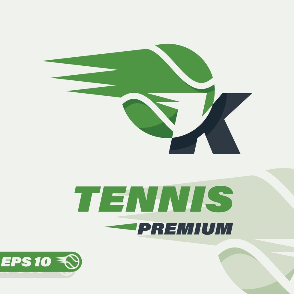 tennis boll alfabet k logotyp vektor