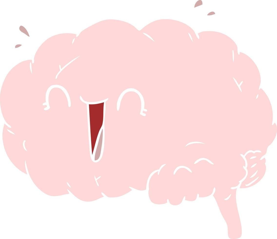 platt Färg stil tecknad serie hjärna skrattande vektor