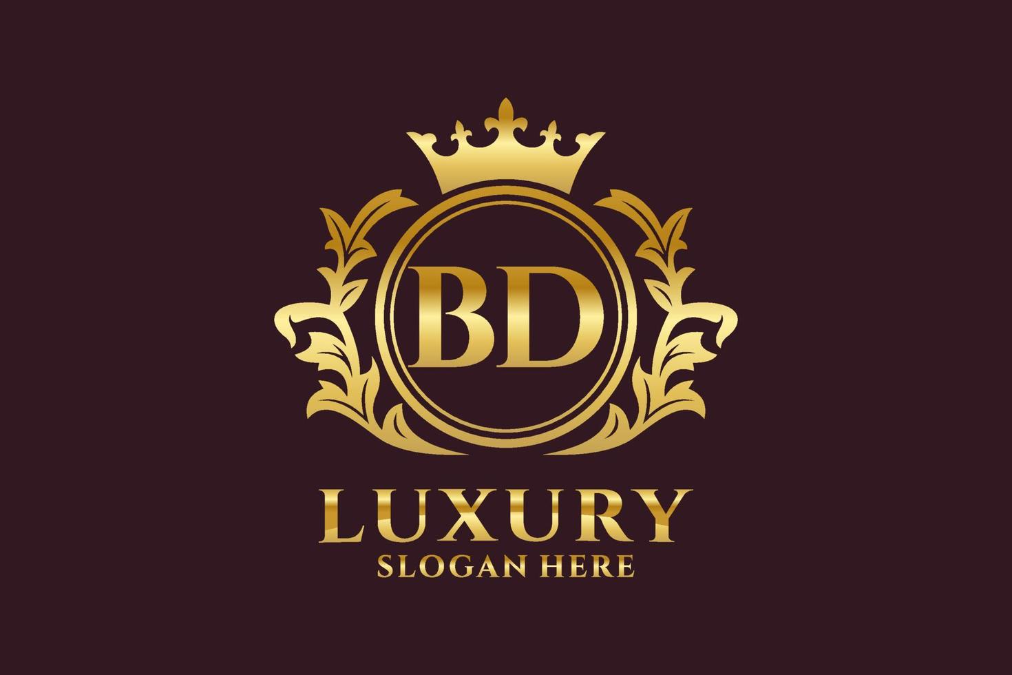 Royal Luxury Logo-Vorlage mit anfänglichem bd-Buchstaben in Vektorgrafiken für luxuriöse Branding-Projekte und andere Vektorillustrationen. vektor