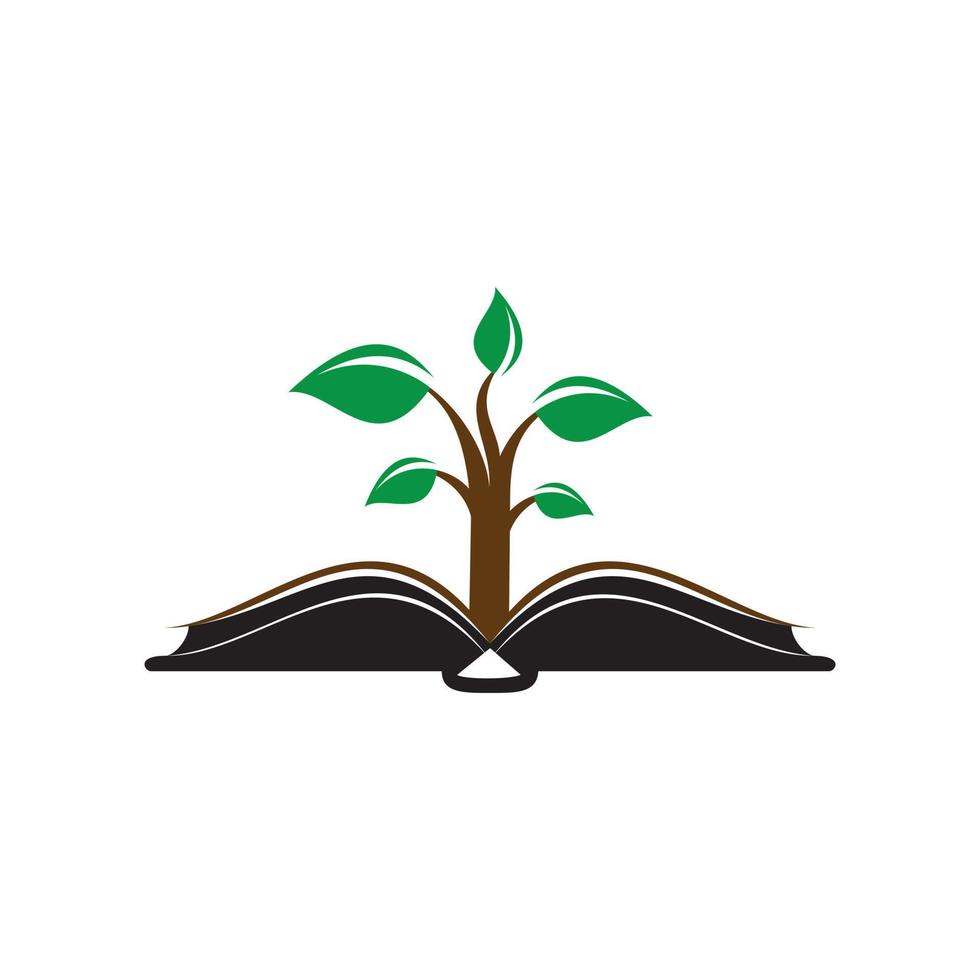 växt med bok utbildning logotyp mall. vektor