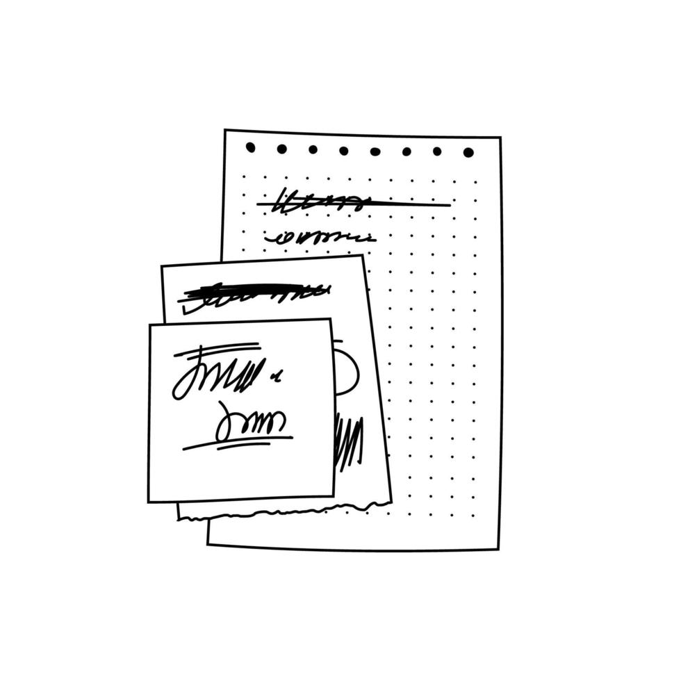 klotter papper ark med polka prickar från en anteckningsblock med en spiral isolerat. ritad för hand fyrkant PM sidor och trasig från en anteckningsblock. enkel Scribbled ark för påminnelser. vektor PM med abstrakt text.