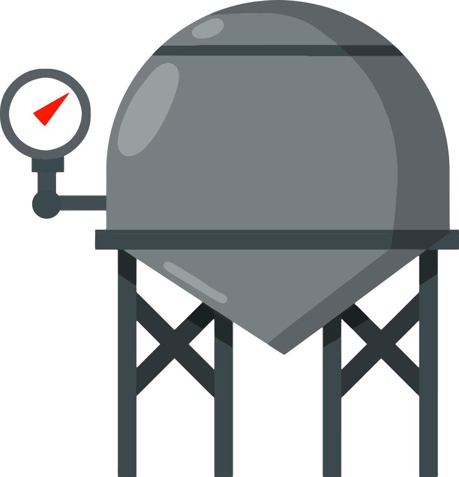 flache illustration der karikatur. Element des Haus-, Bad- und Toilettensystems. grauer Tank mit Pfeifen und Ziffernblatt vektor