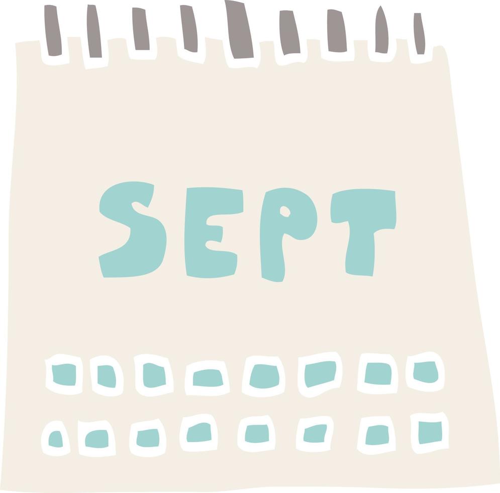 Cartoon-Doodle-Kalender mit Monat September vektor