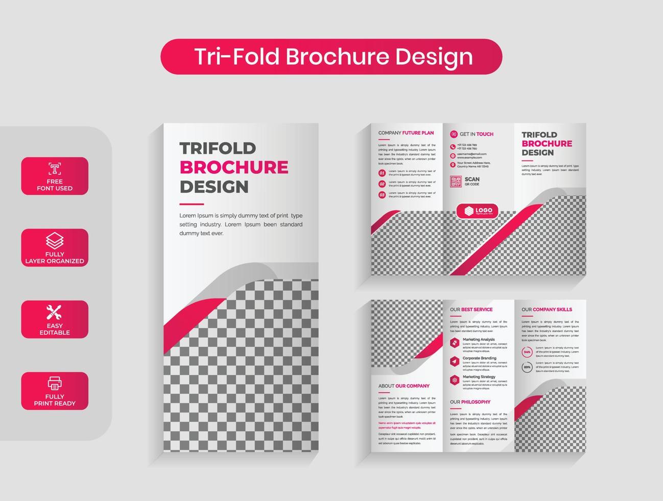 kreatives rotes dreifach gefaltetes broschürendesign vektor
