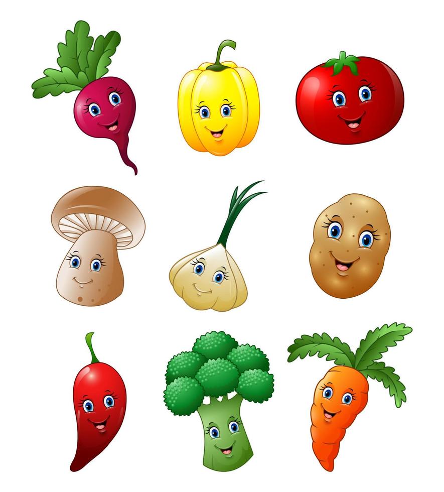 Cartoon-Gemüse-Sammelset vektor