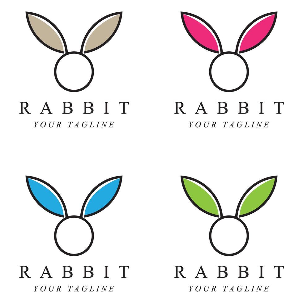 Set von kreativem Kaninchen mit Slogan-Vorlagensymbolbild vektor