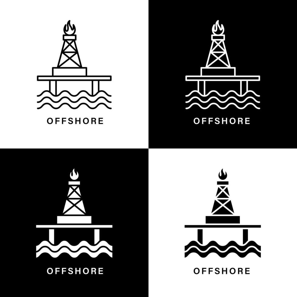 offshore ikon tecknad serie. rigg plattform symbol vektor logotyp