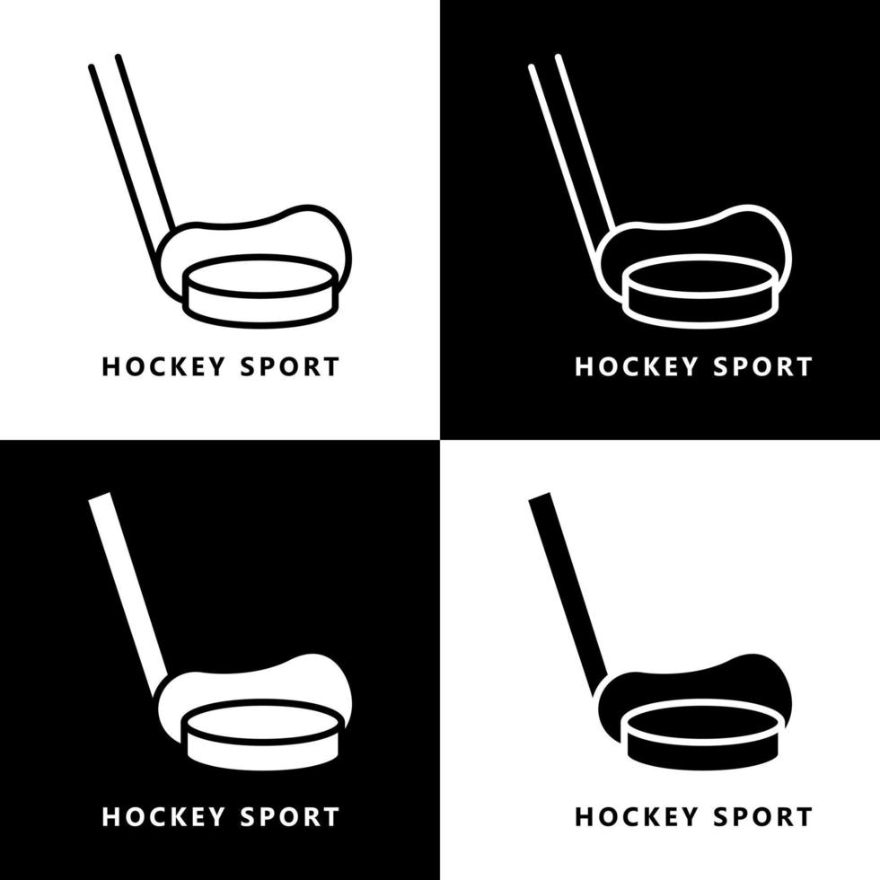 hockey sport ikon tecknad serie. pinne och hockey boll symbol vektor logotyp