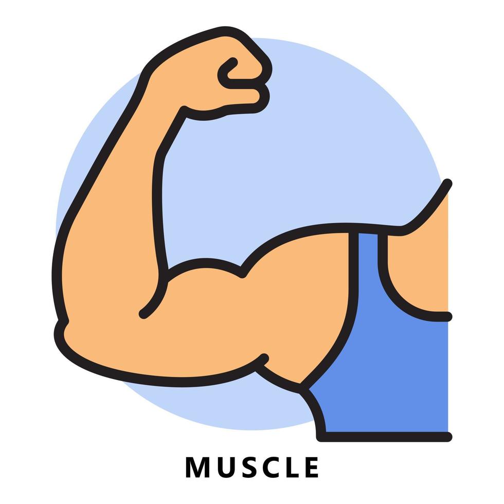 muskel ikon tecknad serie. styrka ärm symbol vektor